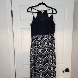 J Crew Navy and White Maxi Dress